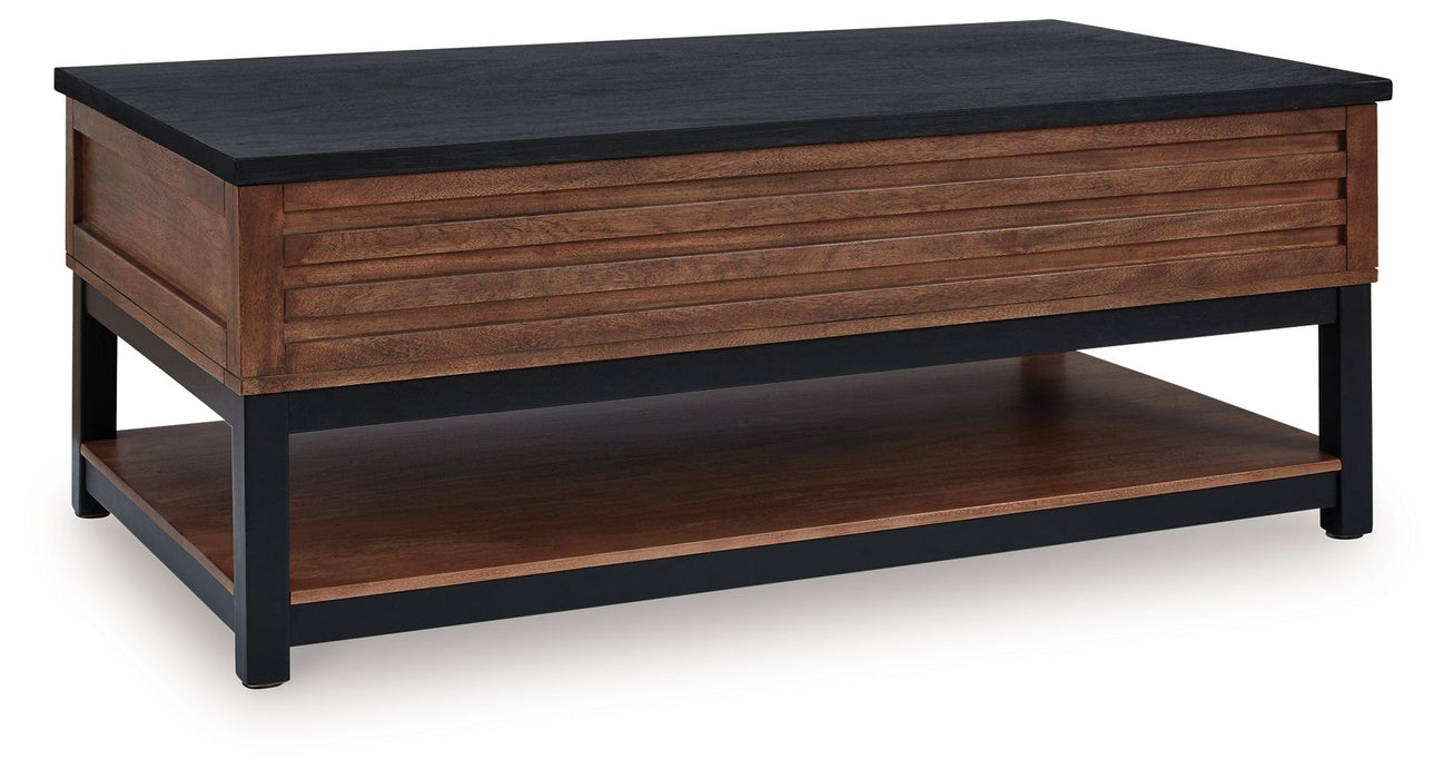 Kallari - Lift Top Cocktail Table - Warm Brown / Black