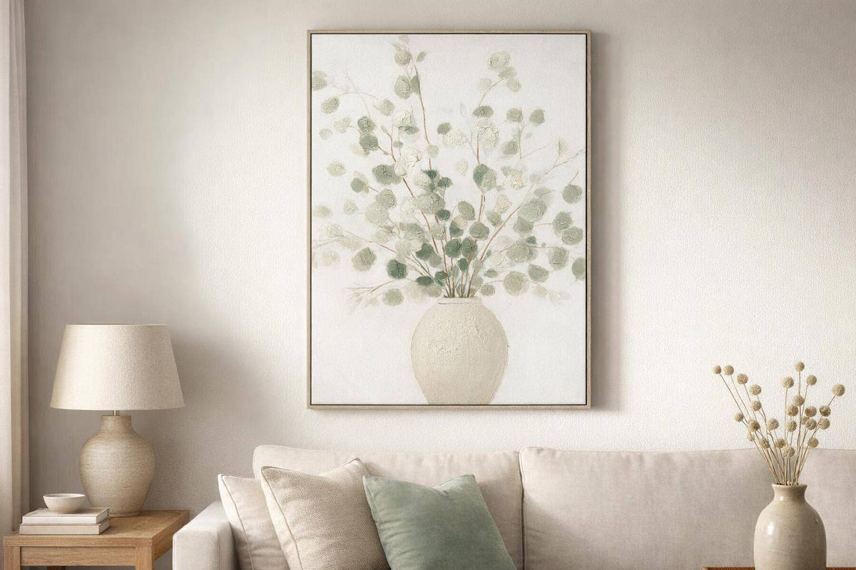 Soft Grove I Hand-Embellished Canvas In Frame - Sage / Ivory