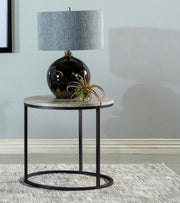 Lainey Round Faux Marble Side End Table Grey Faux Marble
