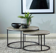 Lainey Round Faux Marble Nesting Coffee Table Grey Faux Marble