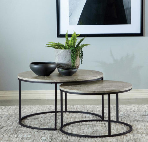 Lainey Round Faux Marble Nesting Coffee Table Grey Faux Marble