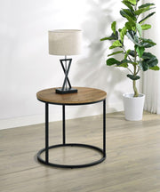 Lainey Round Faux Marble Side End Table Mango