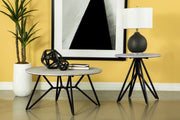 Hadi Round SmartTop Coffee and End Table Set Cement 2-piece