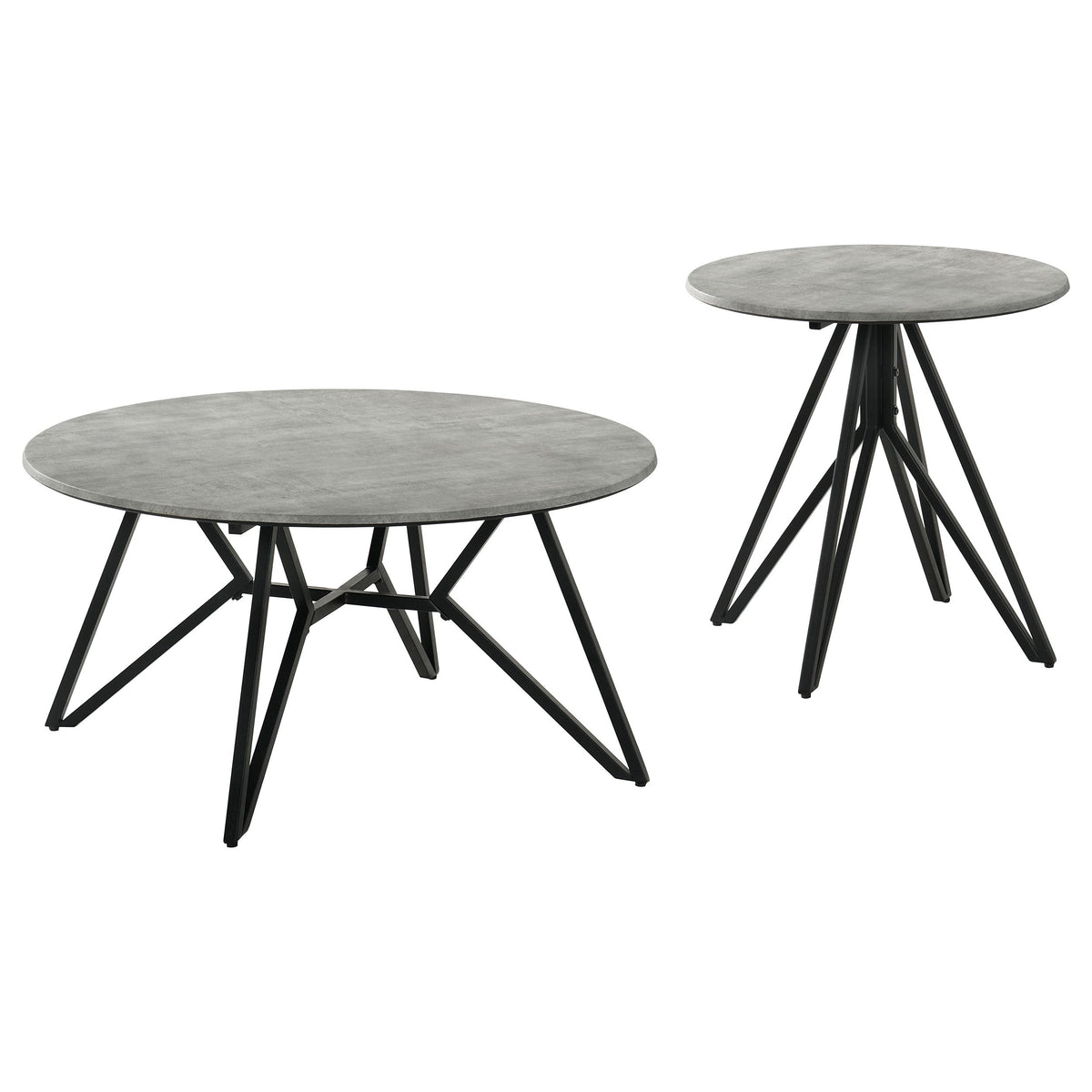 Hadi Round SmartTop Coffee and End Table Set Cement