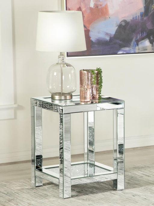 Valentina 1-shelf Square Glass Top Side End Table Silver Default Title