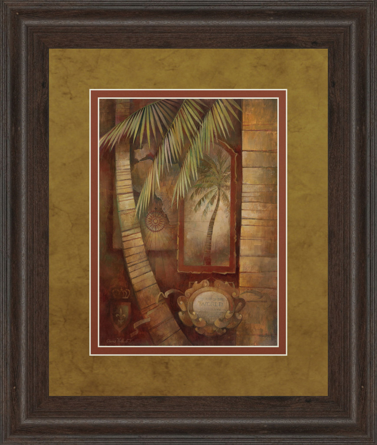 Global Winds Il By Eliane Volherbst-Lane - Framed Print Wall Art - Light Brown