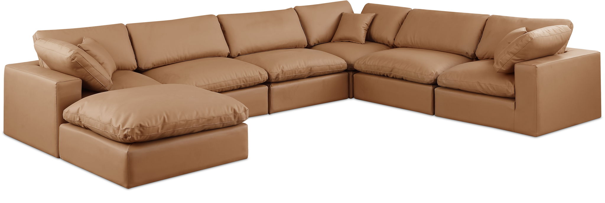 Comfy - 7 Piece Faux Leather Modular Sectional With Chaise