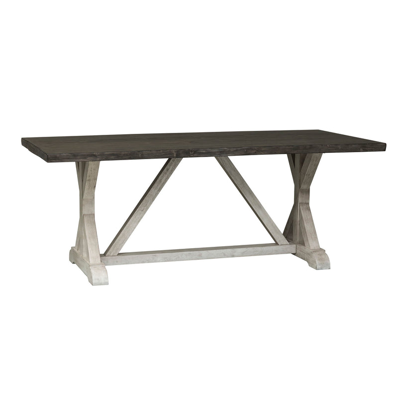 Willowrun - Trestle Table - Rustic White / Weathered Gray Top