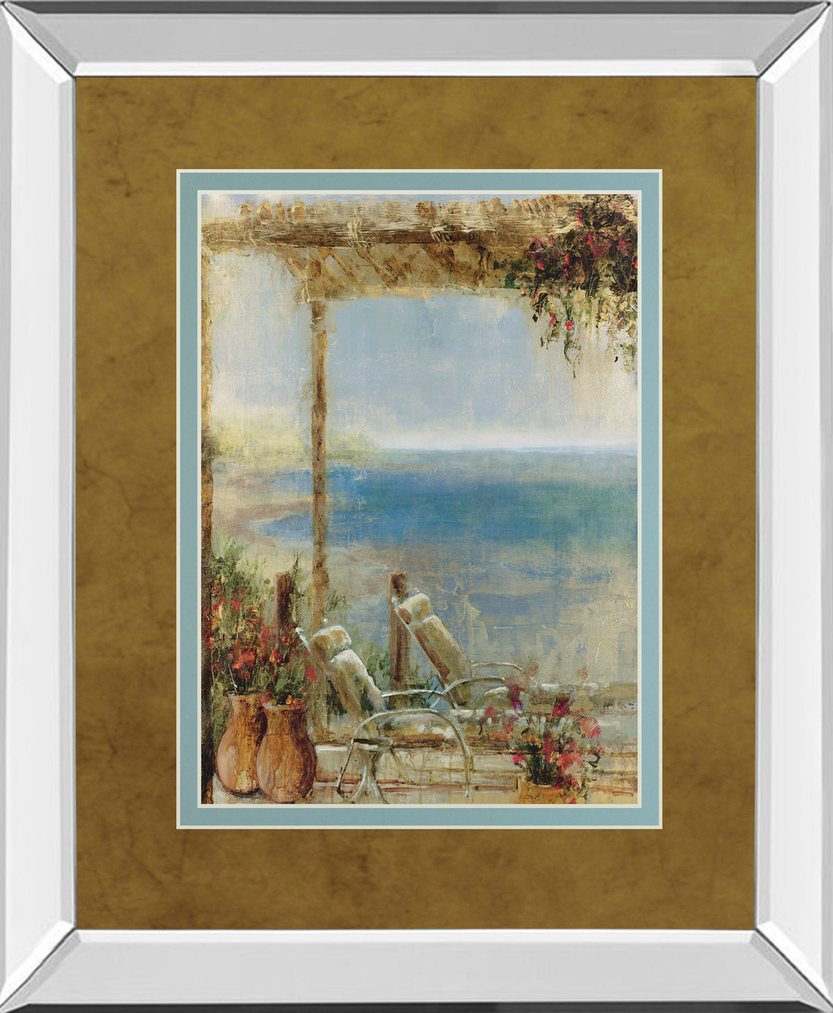 Ocean Retreat Il By Stiles - Mirror Framed Print Wall Art - Light Brown