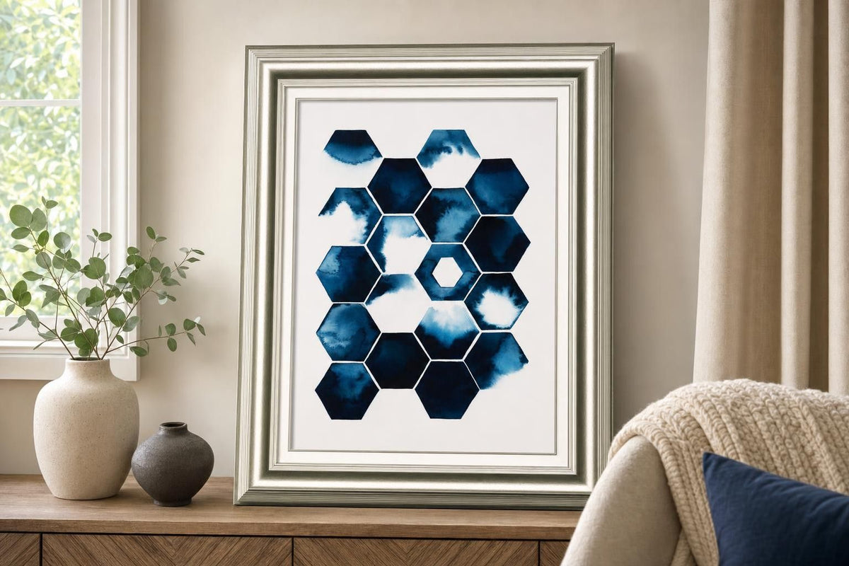22x26 Stormy Geometry I By Grace Popp - Blue