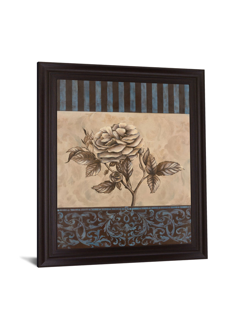 Blue Tranquility Bloom - 28" x 34" Framed Wall Art - Beige