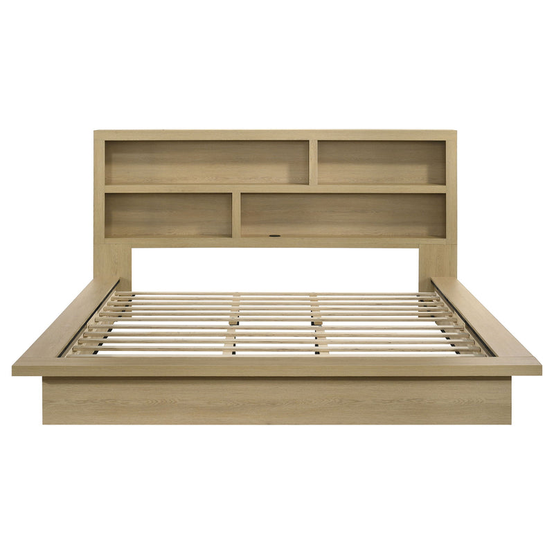 Hendricks Eastern King Bookcase Headboard Platform Bed Light Oak