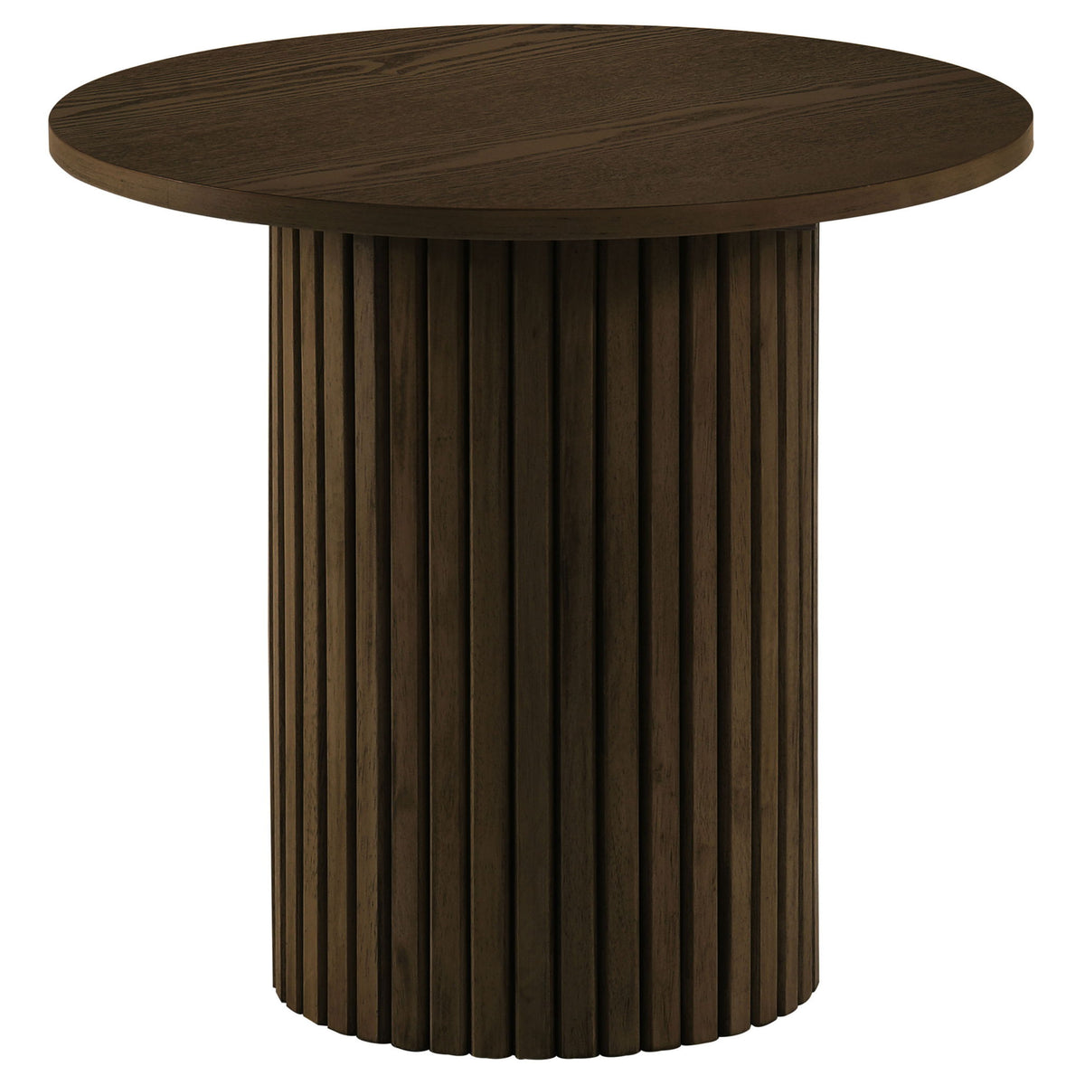 Hamlyn 2-piece Round Fluted Coffee and End Table Set Walnut