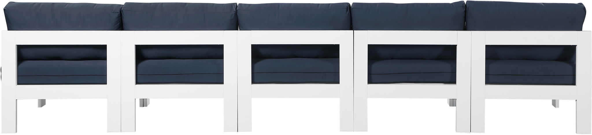Nizuc - Outdoor Patio 5 Seat Modular Armless Sofa With White Frame
