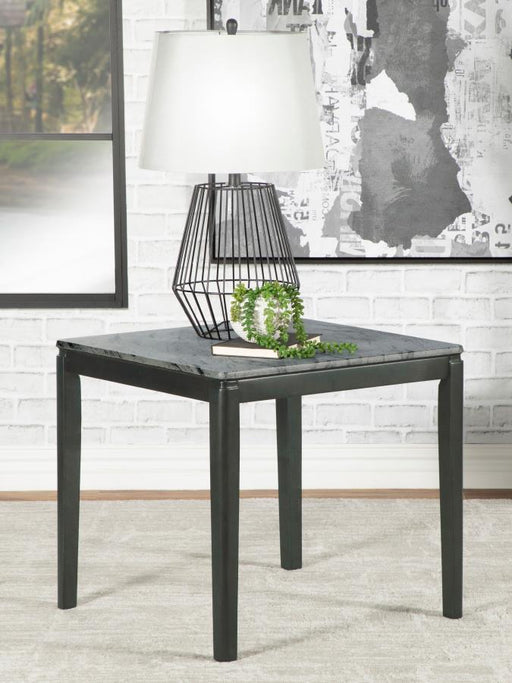 Mozzi Square Faux Marble Side End Table Grey and Black Default Title