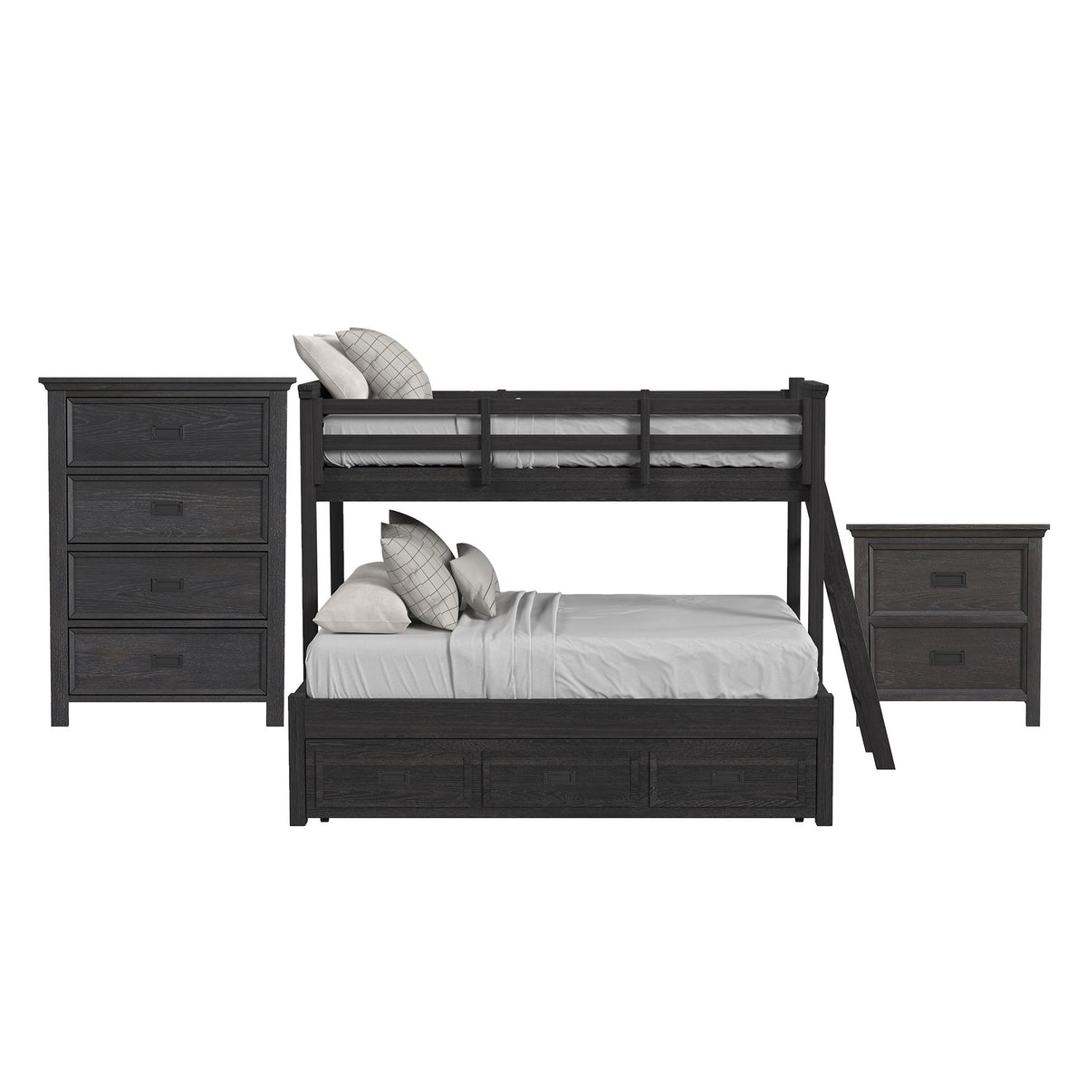Hampton Kids - Bunk With Ladder And Trundle Bedroom Set