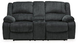 Draycoll Reclining Loveseat with Console - Pewter