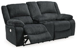 Draycoll Power Reclining Loveseat with Console - Pewter