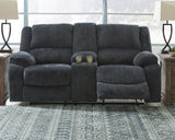 Draycoll Reclining Loveseat with Console - Pewter