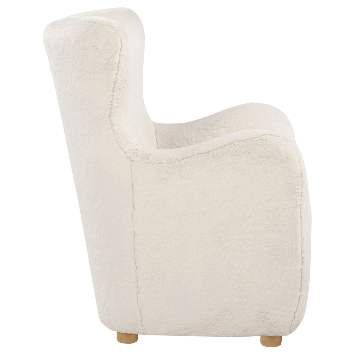 Thornton Faux Fur Upholstered Wingback Lounge Accent Chair Ivory