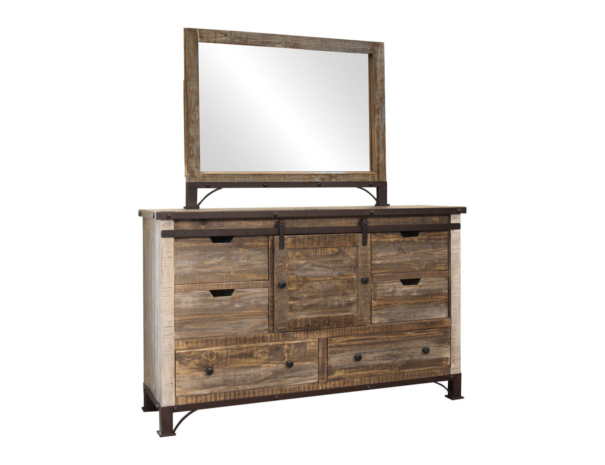 Antique - Dresser With 6 Drawer / 1 Door - Multicolor