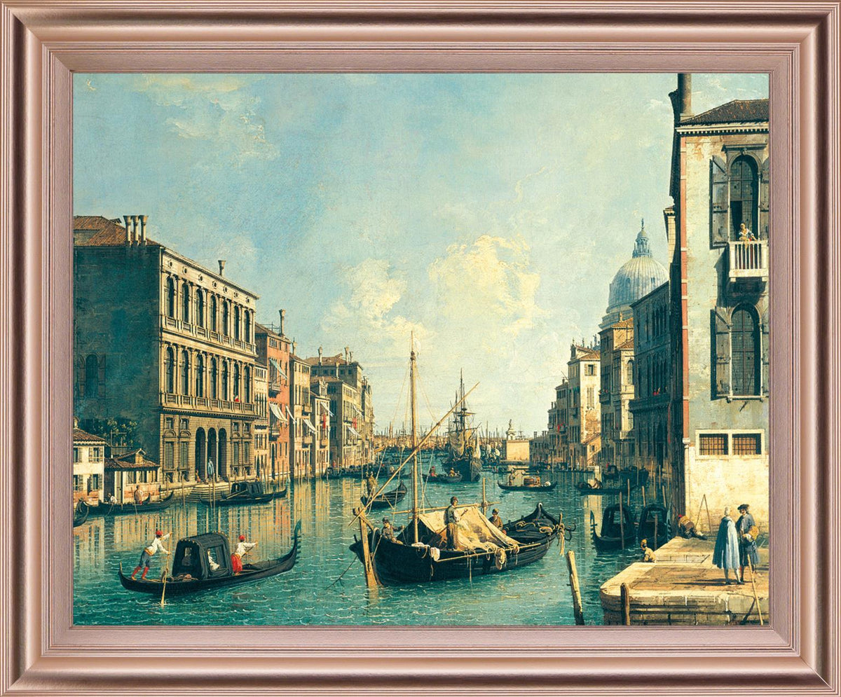 Canal Serenity Scene - 28" x 34" Framed Wall Art - Light Blue
