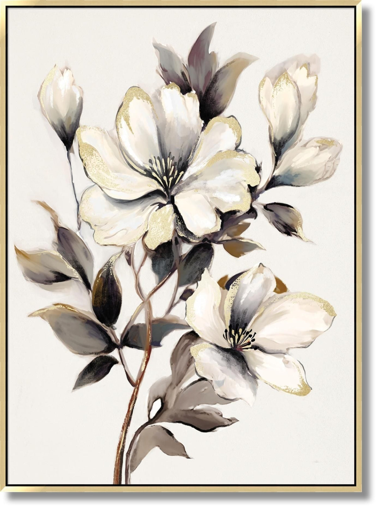 Ivory Bloom Serenade - 35" x 47" Framed Wall Art - Beige