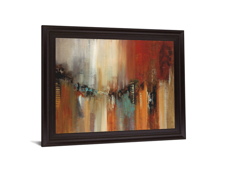 Fiery Skyline - 28" x 34" Framed Wall Art - Dark Red