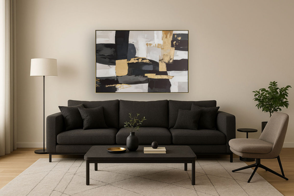 Shadow Alloy Blocks - 40" x 60" Framed Wall Art - Black