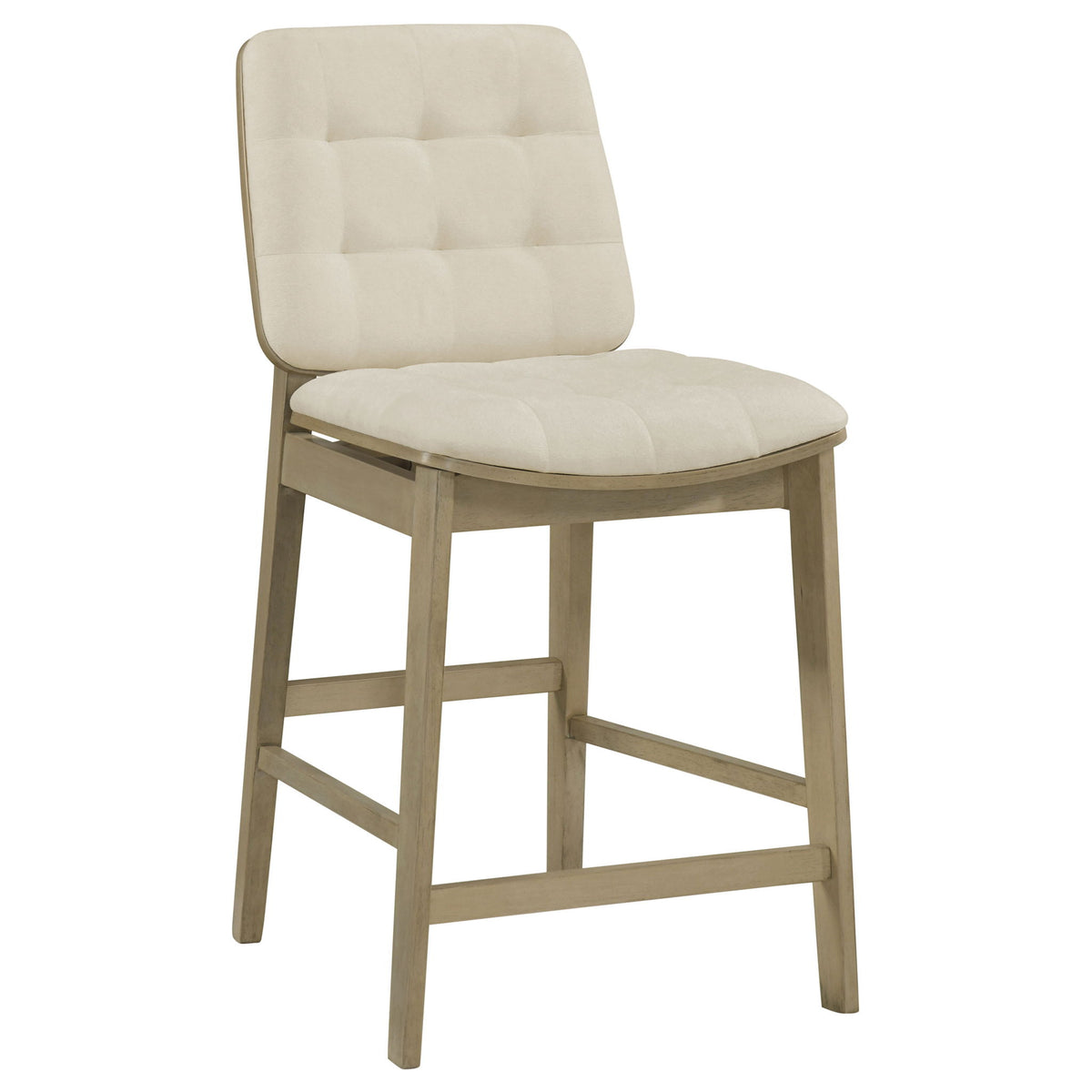 Redbridge Velvet Upholstered Counter Chair Cream and Natural Oak (Set of 2)