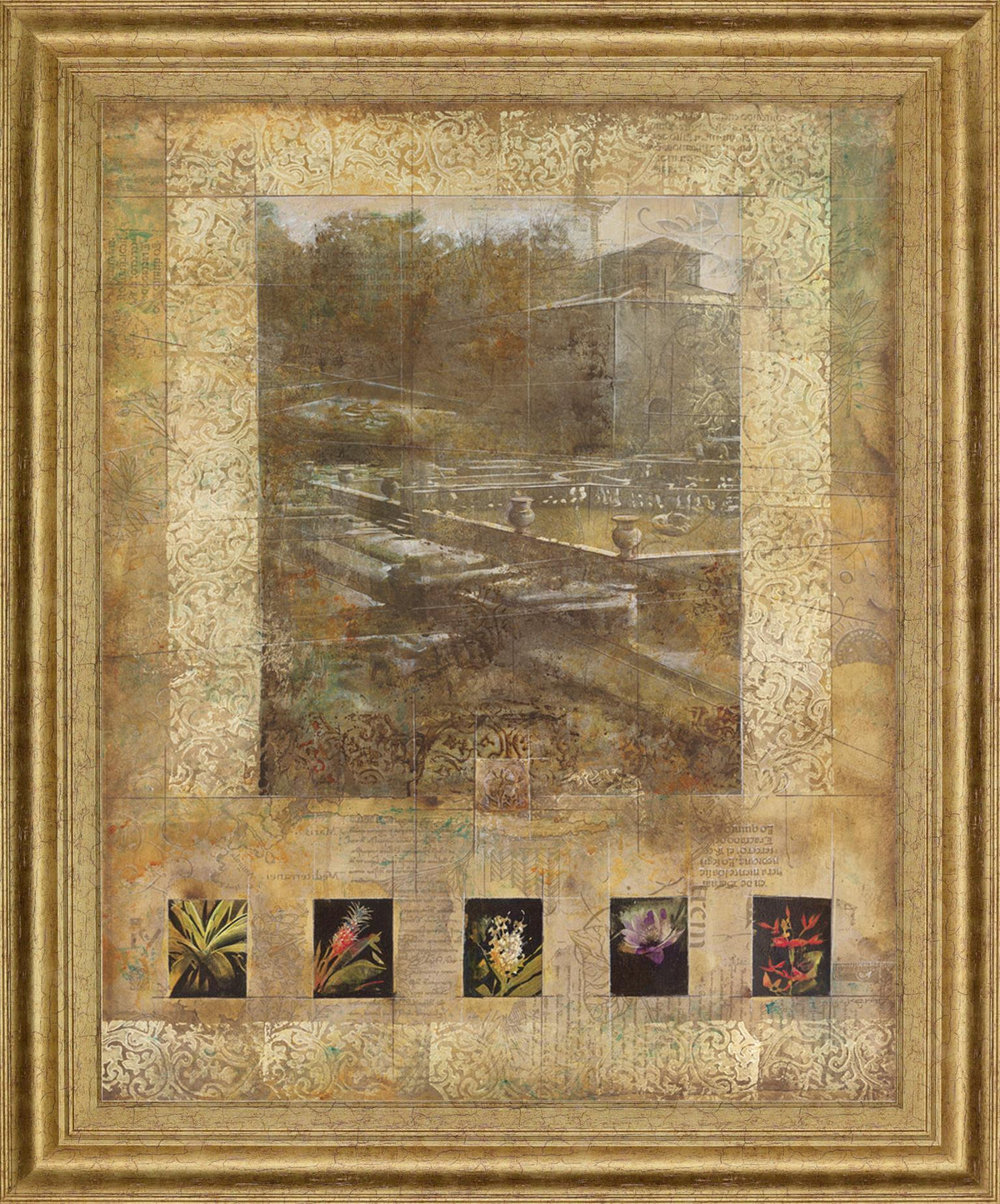 Tuscan Terrace Montage - 28" x 34" Framed Wall Art - Light Brown