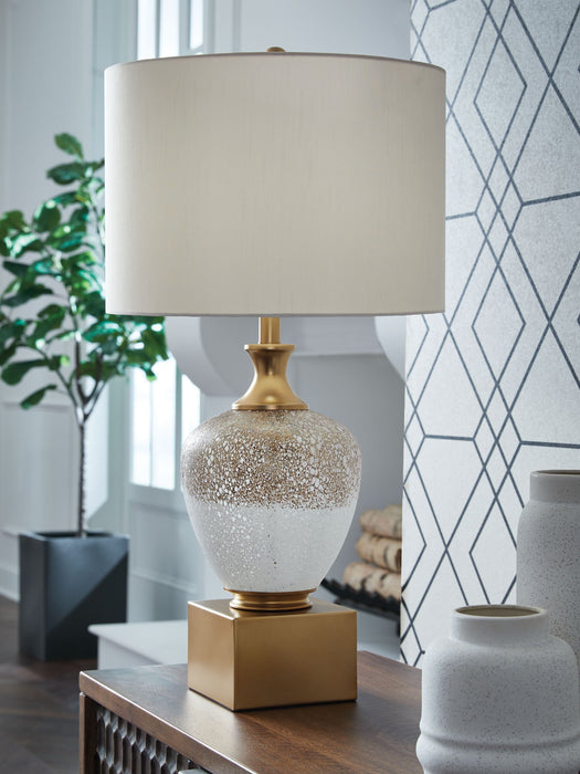 Tavisburg - Glass Table Lamp - Brown / White / Gold