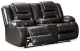 Vacherie Reclining Loveseat with Console - Black