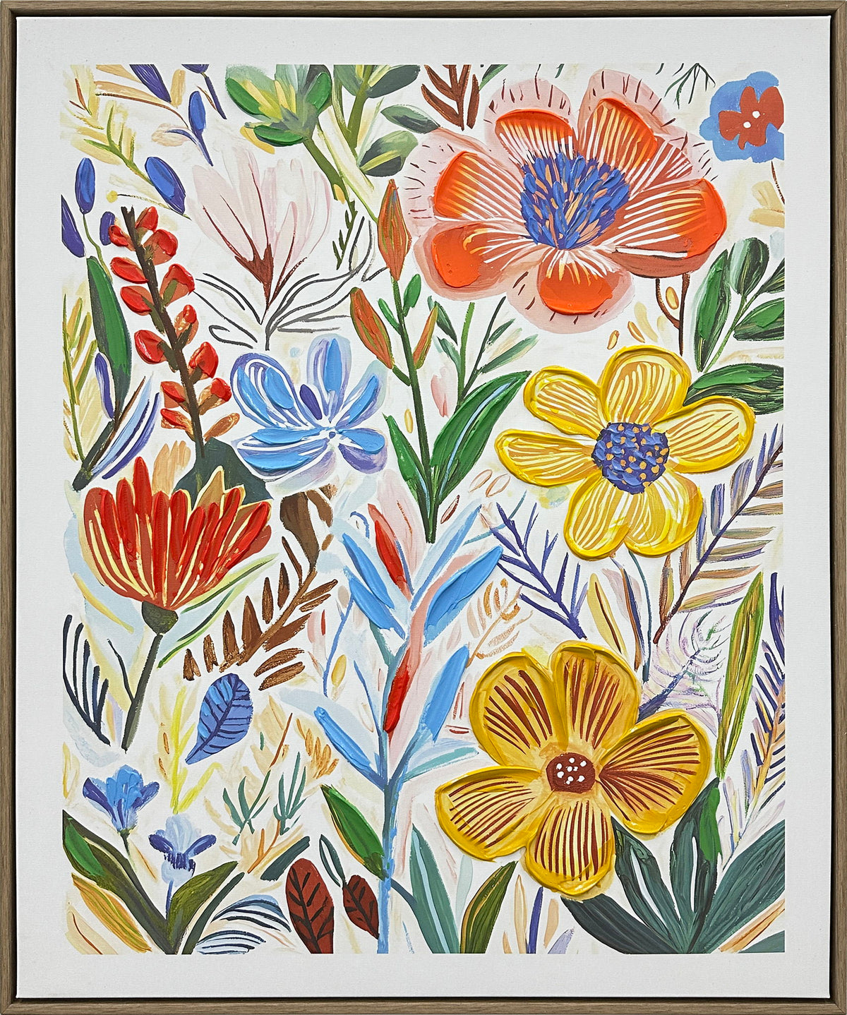 Petal Reverie II Hand-Embellished Canvas In Frame - Natural / Multicolor