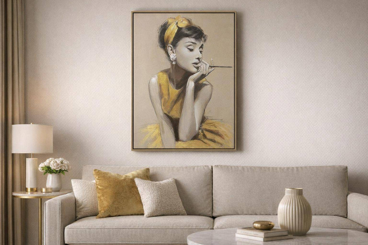 Golden Muse I Hand-Embellished Canvas In Frame - Gold / Beige