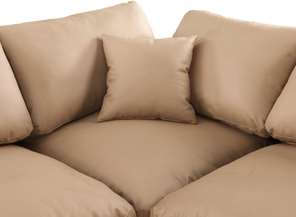 Comfy - 4 Piece Faux Leather Modular Armless Sectional - Tan