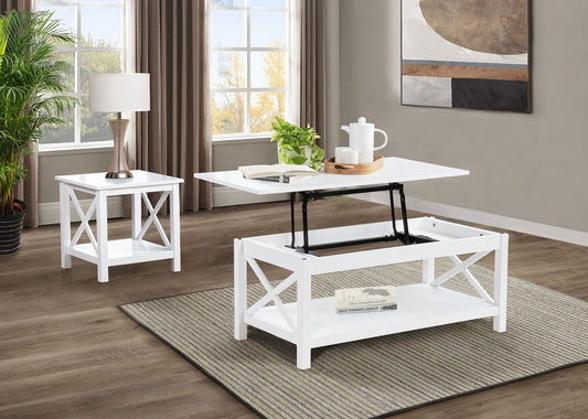 Skyview 2-piece Rectangular Lift Top Coffee Table Set White