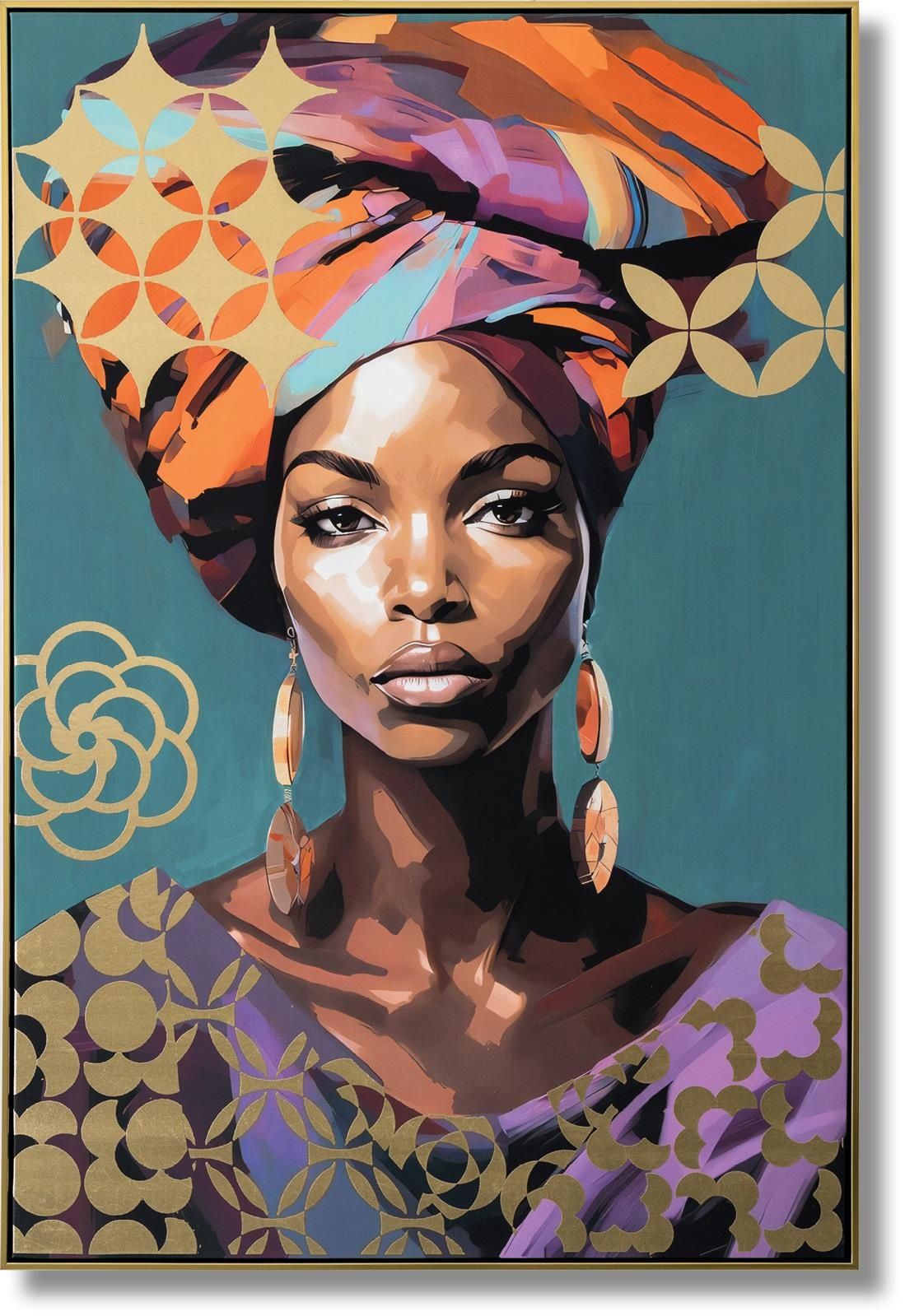 Golden Essence - 48" x 33" Framed Wall Art - Light Blue