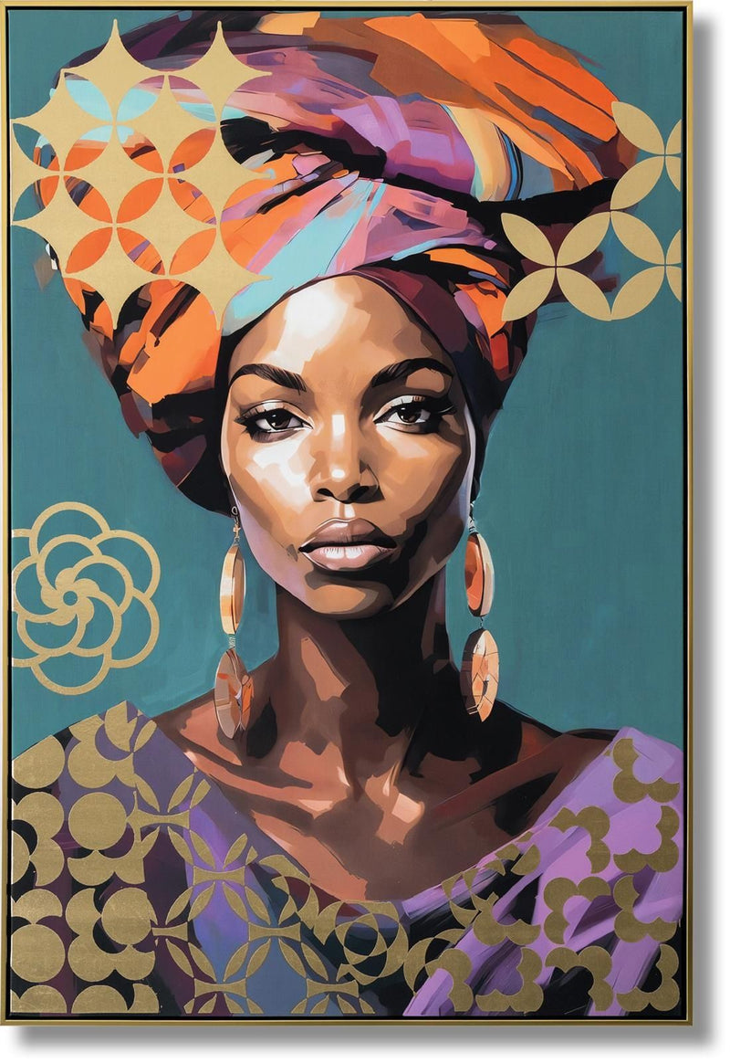 Golden Essence - 48" x 33" Framed Wall Art - Light Blue