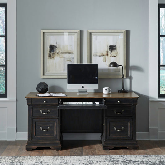 Meritage - Jr Executive Desk - Aged Charcoal