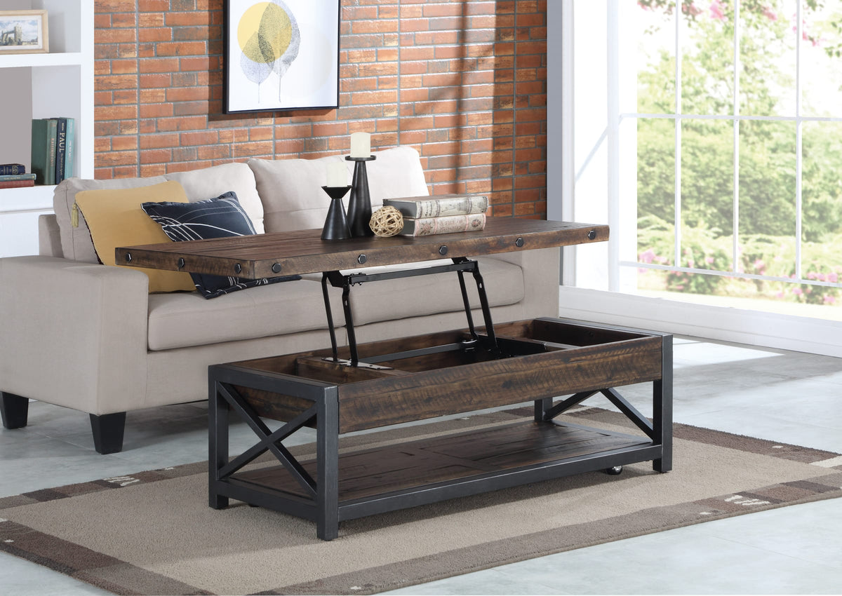 Flexsteel Carpenter Rectangular Lift-Top Coffee Table with Casters