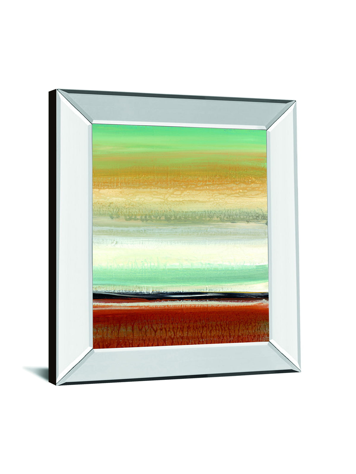 Horizon Lines II By Tesla Mirrored Frame - Light Brown