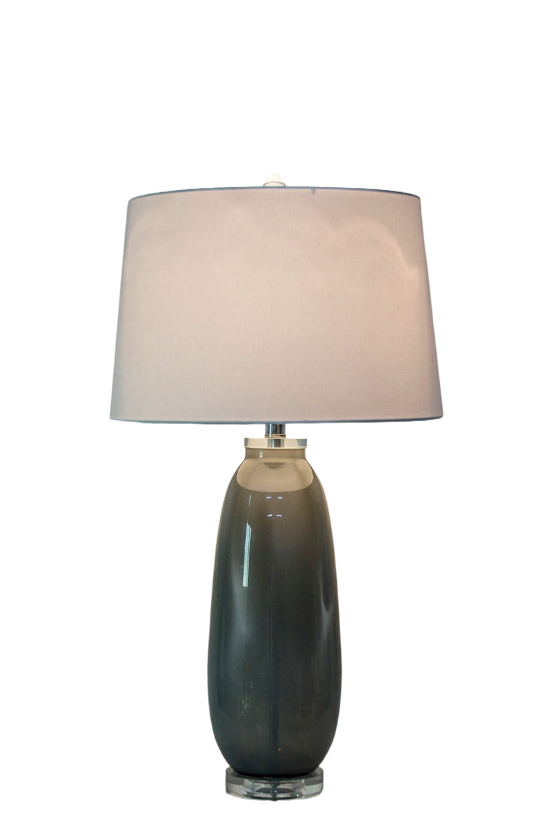 Crystal Breeze Art Glass & Crystal Table Lamp (Set of 2) - Gray Cloud / Clear Crystal