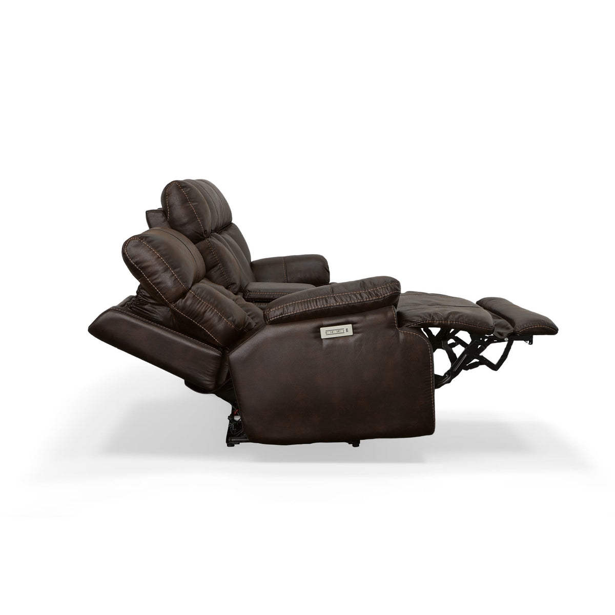 Flexsteel Clive Power Reclining Loveseat with Console, Power Headrests & Lumbar