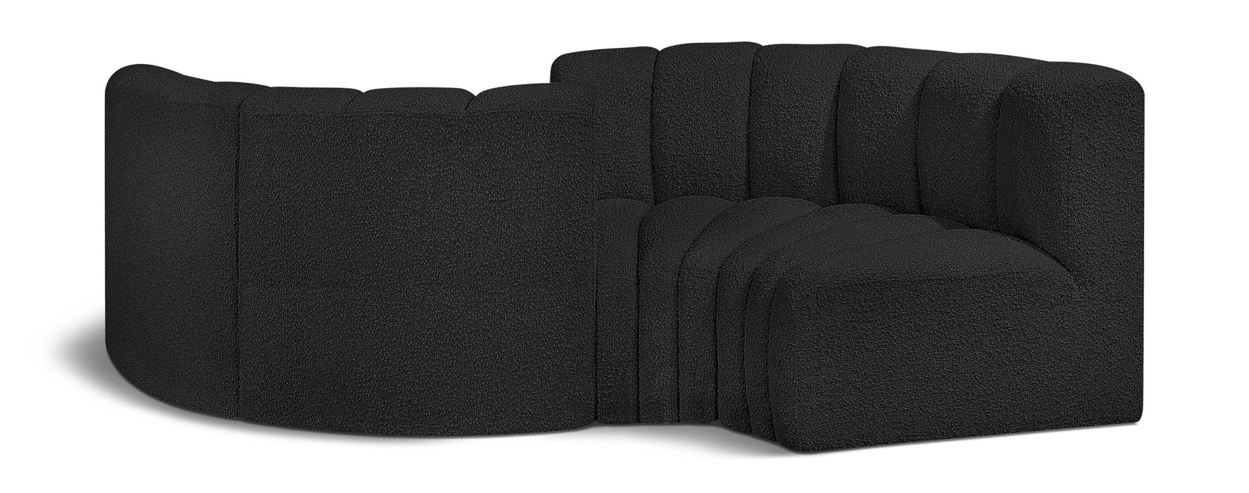Arc - Boucle Fabric 4 Piece Curved Modular Sofa