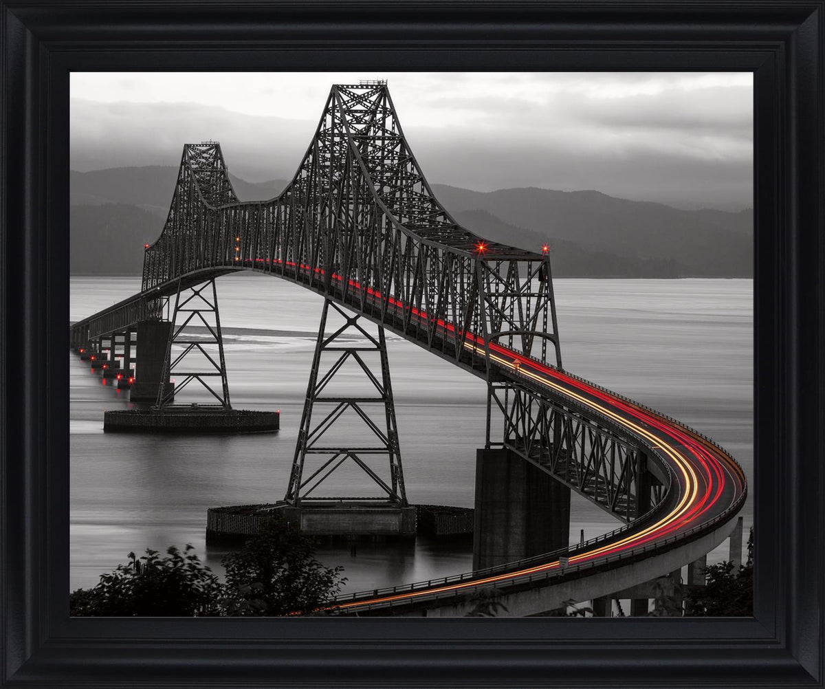 Steel Glow Curve - 28" x 34" Framed Wall Art - Dark Gray