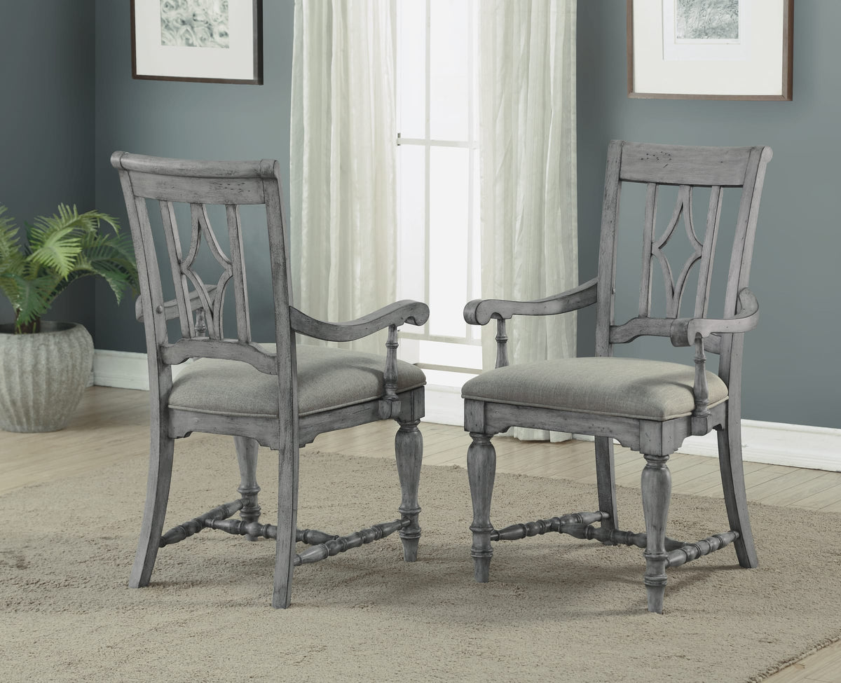 Flexsteel Plymouth Pair of Upholstered Arm Dining Chairs