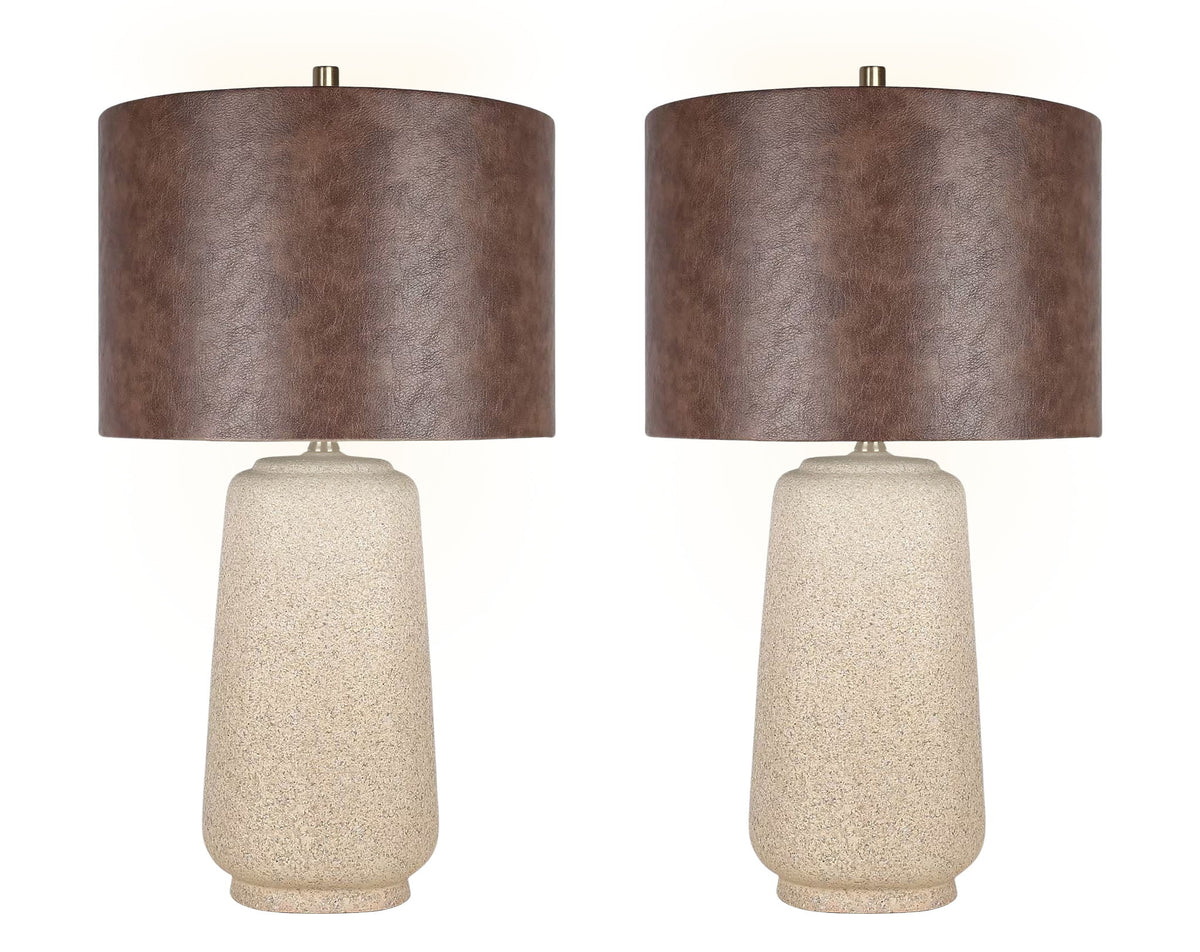 "Rustic Harmony" Ceramic Table Lamp (Set of 2) - Rock