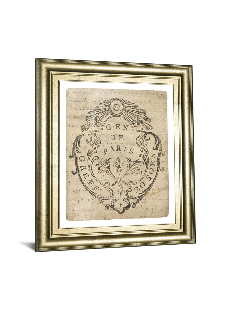 Letter Crest IIa Vintage V2 By Wild Apple Portfolio - Framed Print Wall Art - Beige