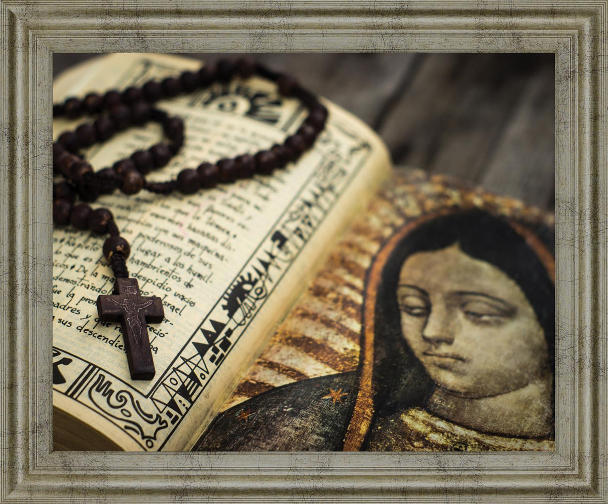 Sacred Serenity - 28" x 34" Framed Wall Art - Dark Brown